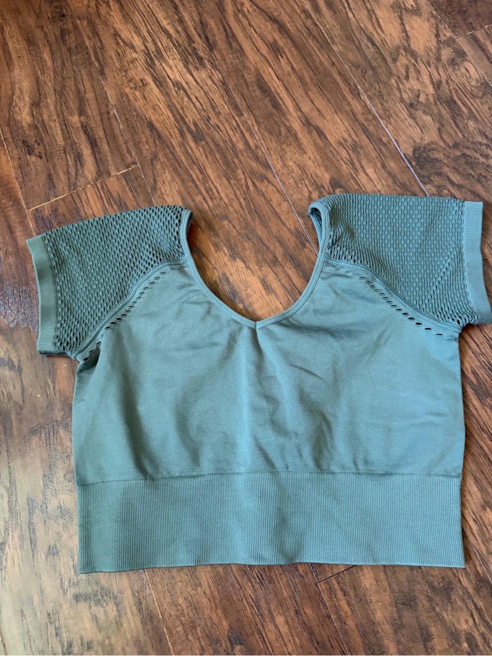 aerie Green Knit Scoop Neck Crop Top